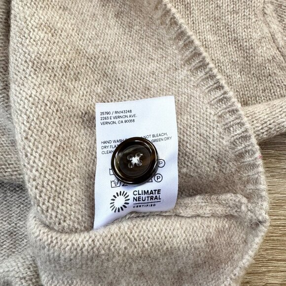Reformation Varenne Cashmere Cardigan Sweater Oatmeal Tan Brown Medium - Picture 6 of 11